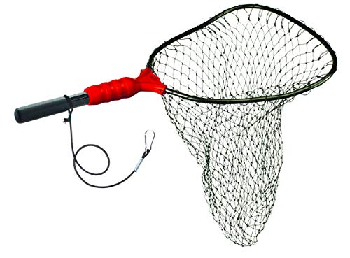 Ego S1 Slider Fishing Net, Ultimate Fishermen’s Tool Fixed Handle, Replaceable Head, Salt & Freshwater, 17x19 Inch Hoop - color: Red/Black, size: Rubber Coated Nylon Mesh
