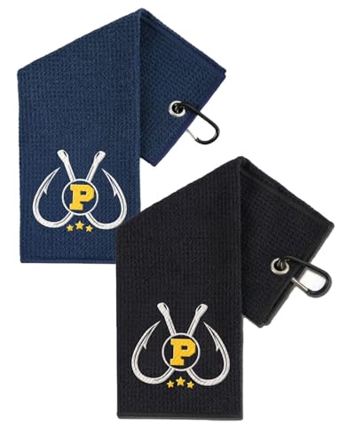 Embroidered Fishing Towels with Clip, Personalized Microfiber Towel Accessories for Fishing Lovers, 16x16 Inches, Pack of 2, Initial P - color: P