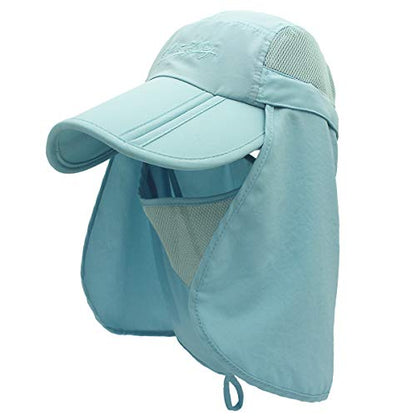 Surblue Neck Face Flap Outdoor Cap UV Protection Sun Hats Fishing Hat Quick-Drying UPF50+ - color: Blue, size: Small
