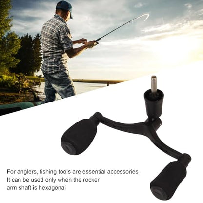 Aluminum Alloy Fishing Reel Double Rocker Arm Handle – 9.5cm Grip with 4.4mm Hex Shaft Replacement for Spinning & Baitcasting Reels