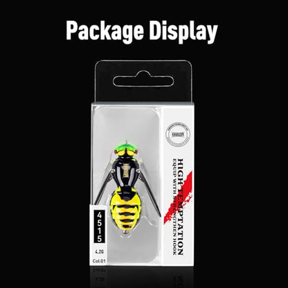 Kingdom Wasp Crawl Bait Insect Bionic Floating Fishing Lures Swimbaits Hard Artificial Baits Lure Freshwater and Saltwater Bass Carp Pike Walleye Fishing ABS Material Carbon Steel Three Book Hook - color: 01, size: 4.2g