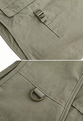 Spanye Mens Fishing Vest Multi Pocket Vests Safari Travel Photo Work Jacket Alive Outerwear - color: Army Green, size: 3X-Large