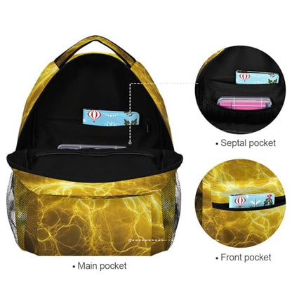Pfrewn Kids Backpack for Boys Hot Yellow Lightning Electrical Backpacks Lightweight School Bag 17" - color: Cowgirl, size: 12x7.3x16.9in