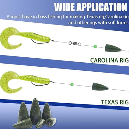 Bullet Fishing Weights Sinkers, 30pcs Worm Weights Fishing Sinkers for Bass Fishing Carolina Rig Texas Rig Slip Sinkers Sliding Fishing Weights Saltwater Freshwater - style: 1/8oz-30pcs