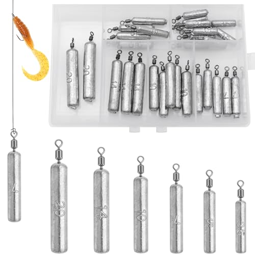 Fishing Weights Sinkers Kit, 25/30pcs Bass Casting Drop Shot Weights Lead Fishing Weights for Catfish Saltwater Freshwater Fishing - size: 30pcs