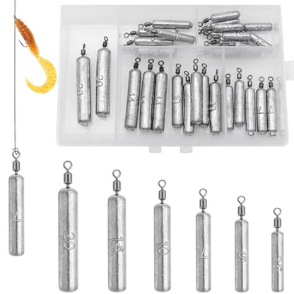 Fishing Weights Sinkers Kit, 25/30pcs Bass Casting Drop Shot Weights Lead Fishing Weights for Catfish Saltwater Freshwater Fishing - size: 30pcs