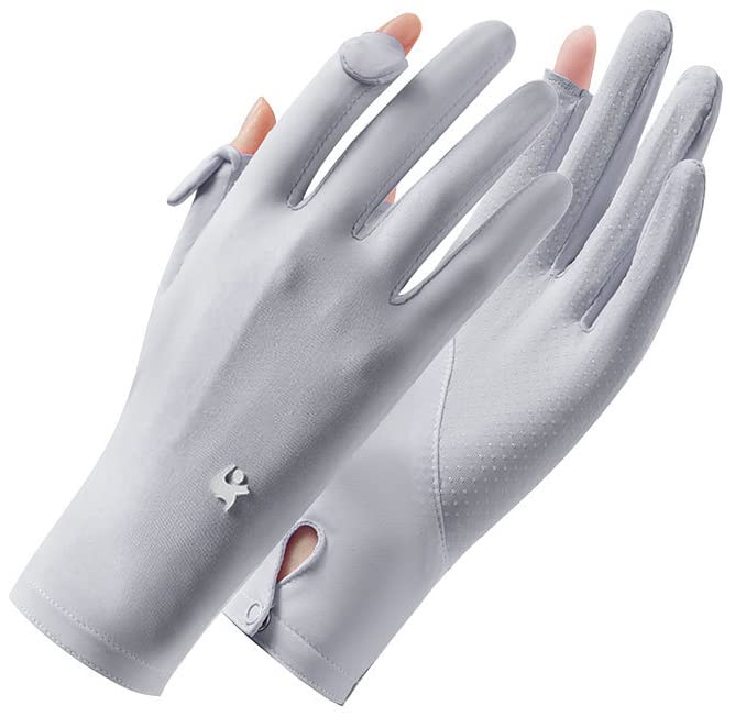 Unisex UV Protection Sunblock Gloves - Women Man Full Finger Sunscreen Gloves Touchscreen Gloves for Driving Hiking Riding - color: Grey