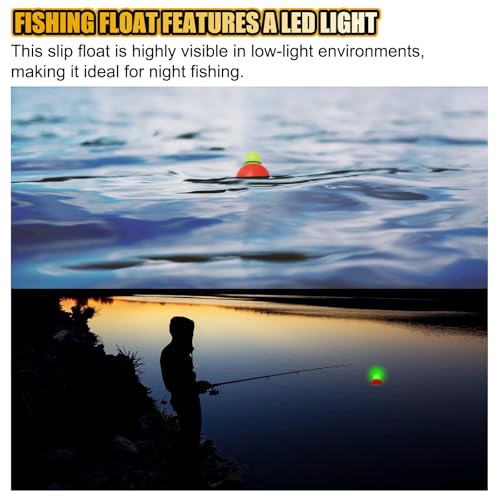 Light-Up EVA Slip Bobbers, Lighted Foam Bobbers Green & Red LED Lights Fishing Floats for Night Fishing with Cell Battery Included - color: RED-YELLOW 40G LED FLOAT-3PCS