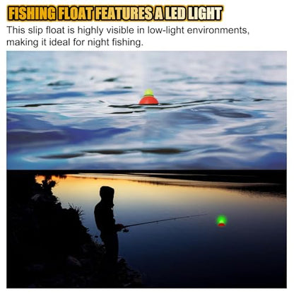 Light-Up EVA Slip Bobbers, Lighted Foam Bobbers Green & Red LED Lights Fishing Floats for Night Fishing with Cell Battery Included - color: RED-YELLOW 40G LED FLOAT-3PCS