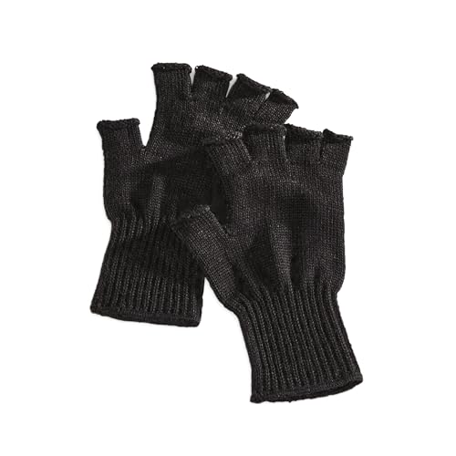 M MCGUIRE GEAR GI Wool Fingerless Gloves, Half Finger Outdoor Tactical Glove Insert - Ski Glove Insert Made in USA - color: Black