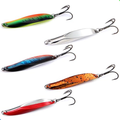 EXAURAFELIS 5pcs Fishing Lures Casting Spoon Lure Fishing Spoons for Trout, Bass, Crappie, Pike, Walleye - Saltwater & Freshwater with Tackle Box - 1/4oz, 3/4oz - color: Color B 3/4 oz