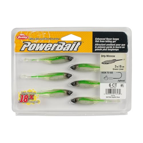 Berkley PowerBait Drip Minnow Fishing Soft Bait - color: Green Liner, size: 3"