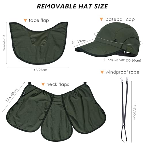 GADIEMKENSD UPF 50+ Folding Fishing Hat 360 Outdoor Sun Hat - color: Army Green