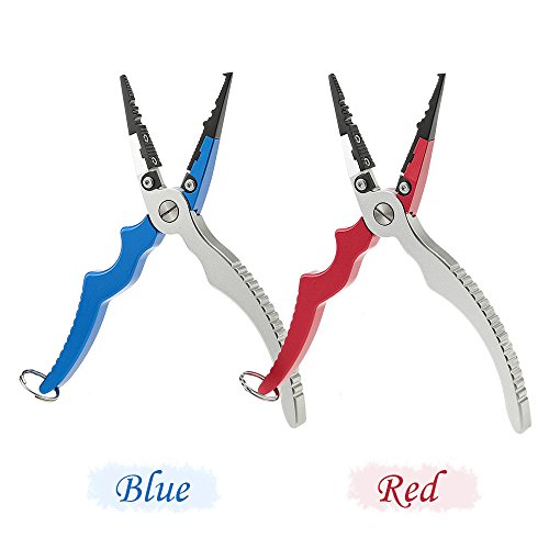 Aluminum Fishing Pliers Split Cutters Hooks Remover Fishing Holder Tackle with Oxford Sheath and Security Landyard (blue) - color: Blue