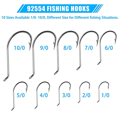 Octopus Beak Hooks, 60pcs/100pcs Stainless Steel Saltwater Fishing Hooks, Suicide Bait Jig, Big Game, Offset Circle Hooks 10 - size: 10/0 - 60pcs