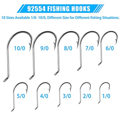 Octopus Beak Hooks, 60pcs/100pcs Stainless Steel Saltwater Fishing Hooks, Suicide Bait Jig, Big Game, Offset Circle Hooks 10 - size: 10/0 - 60pcs