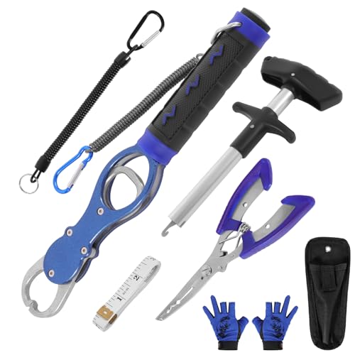 Fishing Tool Set, Fishing Pliers & Hook Remover,Fish Gripper with Weight Scale,Fish Ruler,Fish Gloves,Fishing Gear Tool Kit Accessories for Men Gift