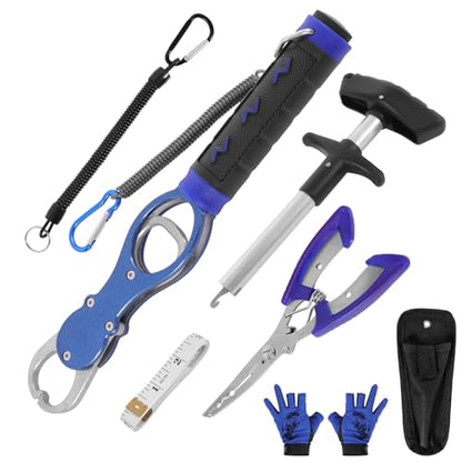 Fishing Tool Set, Fishing Pliers & Hook Remover,Fish Gripper with Weight Scale,Fish Ruler,Fish Gloves,Fishing Gear Tool Kit Accessories for Men Gift