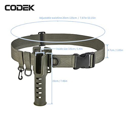 CODEK Fishing Waist Belt Rod Holder - Adjustable Wading Belt With Portable Pole Inserter for Spinning, Casting Reel, Surf, Kayak, Fly Fishing Gear Accessories - Wader Strap - style: Green