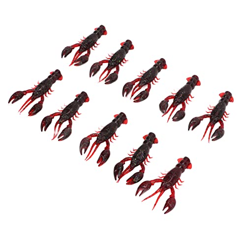 Pongnas 10-Pack Soft Fishing Lure Crawdad Bait Green Shrimp for Bass Fishing - PVC Design - color: Sauce red