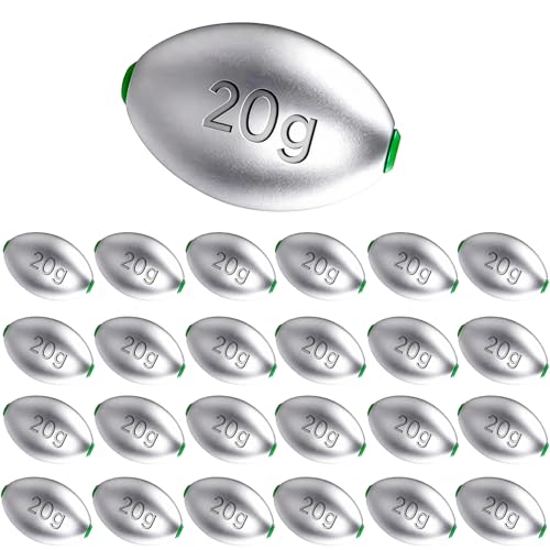 Fishing Egg Lead Sinkers Kit, 20pcs/25pcs Oval Shot Drop Weights Sinker for Bass Carp Catfish Saltwater Freshwater Casting Bottom Fishing Tackle (0.35oz/0.53oz/0.7/1oz) - color: 3/4oz-25pcs