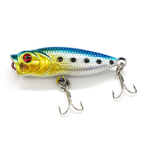 Seasky Fishing Plug Lures Micro Popper Topwater Trout Attack in Freshwater - color: Silver blue