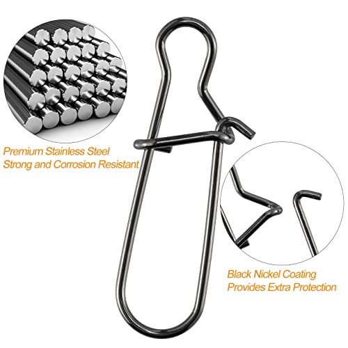 Dr.Fish 100 Pack Duo Lock Fishing Snaps Stainless Steel 26-220LB Lure Snaps Freshwater Saltwater Quick Change Speed Fishing Line Weights Clips - size: #4-77LB-100 Pack