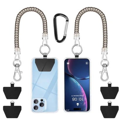 SHANSHUI Phone Lanyard Tether, Stretchy Phone Strap Patch Anchor Outdoor Climbing Hook Compatible for Most Smartphones - color: Sliver X2