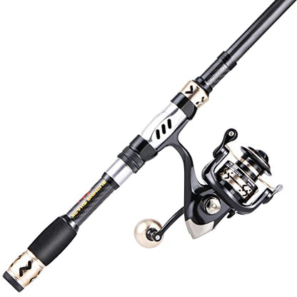 Sougayilang Fishing Pole with Spinning Reel Portable Fishing Rod Reel Combos - size: 2.4M Rod with 3000 Reel, style: Full Kits With Bag