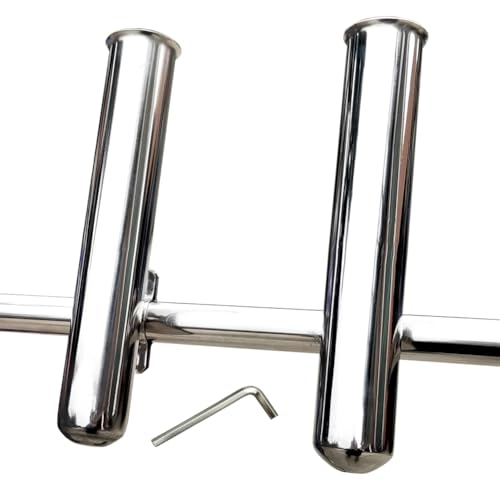 DGOL 2 Packs Shiny 304 Stainless Steel Fishing Rod Holders for Boat, Cute Design, Install on 1" to 1-1/8" Rail