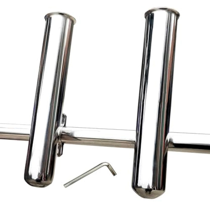 DGOL 2 Packs Shiny 304 Stainless Steel Fishing Rod Holders for Boat, Cute Design, Install on 1" to 1-1/8" Rail