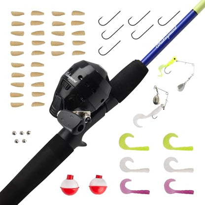 Shakespeare Catch More Fish Spincast Reel and Fishing Rod Combo with Kit - color: Lake/Pond - Yellow, style: 2024 Model