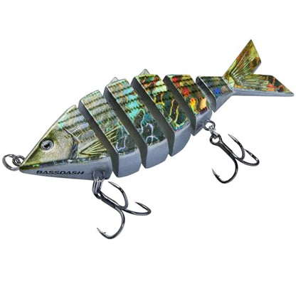 BASSDASH Bone Swimbait Multi Jointed Hard Fishing Lure for Bass Trout Bluegill Pike with Angled Cut Segments - color: Striper