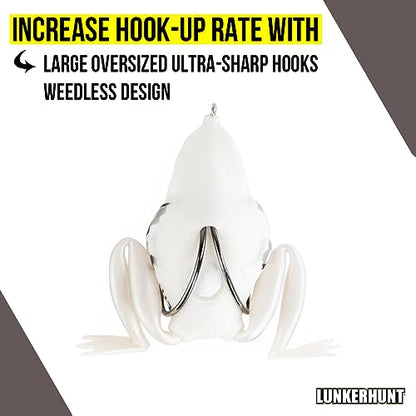 Lunkerhunt - Topwater Fishing Lures for Bass Trout Fishing | Combat Frog Lure for Big Fish | Award Winning Hollow Body Frog Fishing Bait with Weedless Hooks - color: Delta