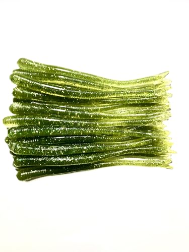 20 Pcs 4-1/2" Drop Shot Finesse Worms (Scent, Float), Soft Plastic Worms, Bass Fishing Worms - color: Green Pearl Shad