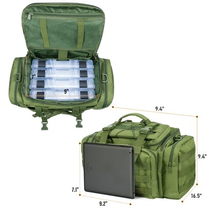 Dr.Fish Fishing Tackle Bag 5 Boxes with 60 Lures Included Loaded Stocked Tackle Box Set Spinner Lures Kit Freshwater Gear Equipment - color: Large Green Bag, 16.5*9.4*9.4''