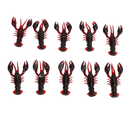 Acouto 10pcs Soft Fishing Lure Crawdad Bait PVC Shrimp Artificial Soft Lure Baits for Bass Fishing – Dark Brown Crawfish Plastics, 5.5cm Lifelike Action, Reusable & Tear for - color: Sauce red