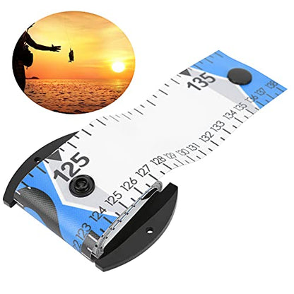 138 X 5cm PVC Fish Measuring Ruler, Foldable Fish Measuring Tape with Cm Inch Scale, Compact 8 X 5.5cm Roll, for Boat Kayak Ice Fishing Anglers (Blue) - color: Blue