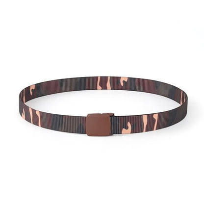 Mile High Life | Nylon Web Belt | Outdoor Military Belt | TSA Safe Buckle Plastic/Metal - color: Camo Brown