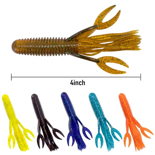 Dr.Fish 10 Pack Crawfish Lures Plastic Fishing Lures Craw Tube Bait Soft Lure Bass Fishing Freshwater Texas Rig Bait Artificial Swimbait for Crappie Trout Bluegill Perch Walleye Panfish