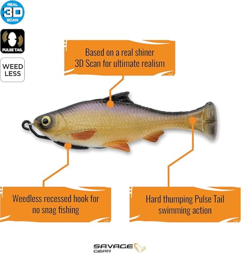 Savage Gear Pulse Tail Shiner Loose Body Fishing Soft Bait - color: White, size: 5 in - 1 1/4 oz