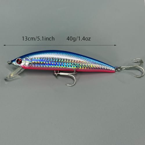 3pcs Heavy Minnow Tuna Fishing Lure Artificial Hard Baits Sinking Saltwater Seabass Wobbler Fish Baits Pesca Strong Treble Hooks Wobbler Jerkbait Swimbait AH1340 - color: AH1340B-5.1'' 1.4oz