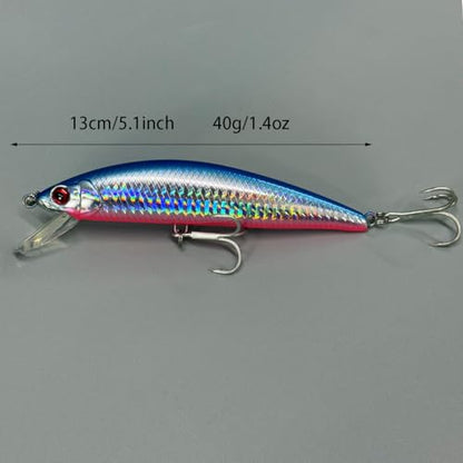 3pcs Heavy Minnow Tuna Fishing Lure Artificial Hard Baits Sinking Saltwater Seabass Wobbler Fish Baits Pesca Strong Treble Hooks Wobbler Jerkbait Swimbait AH1340 - color: AH1340B-5.1'' 1.4oz