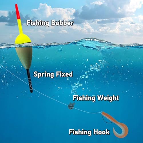 Alwonder 4-Pack Fishing Bobbers Floats, Buoyant Balsa Wood Body Spring Fishing Floats and Bobbers, Oval Bobber for Crappie Bluegill Trout Bass Panfish Catfish Walleye - size: #4: 2.4“ * 1.15"