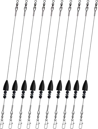 Texas Rigs 10 Pack, Pre-Rigged Bass Fishing Rig with Bullet Weight, Swivel & Snap, Weedless Soft Plastic Rig for Largemouth & Smallmouth Bass - color: Black, size: 3/4oz