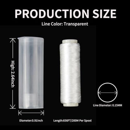 AnglerDream 0.15mm Elastic Fishing Thread, 656FT Clear Invisible Stretchy Bait Line,Fishing Bait Keeps On Hooks, Secures Bait on Hook, Sea Fishing Tying Material