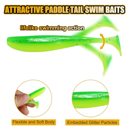 Fishing Soft Lures Paddle Tail Swim Baits Plastic Baits Crappie Walleye Trout Bass Fishing Baits for Jig Heads Saltwater/Freshwater 40PCS - color: Style B
