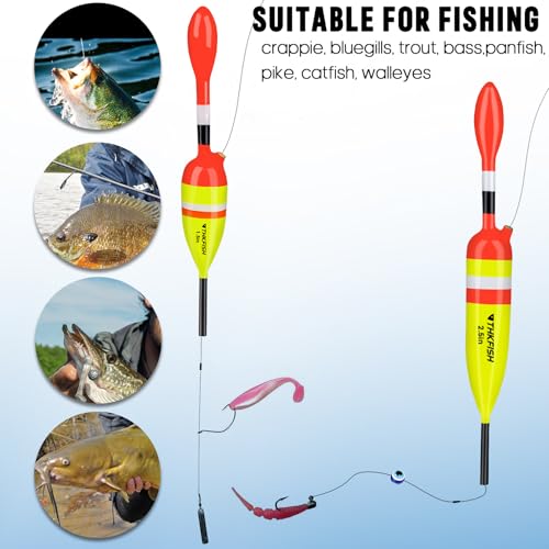 THKFISH Fishing Bobbers Fishing Floats and Bobbers Slip Bobbers for Fishing Balsa Floats Crappie Fishing Bobbers 1/6oz(3.47"X0.47"X6.73") 3/8oz(3.84"X0.6"X 7.2") 1/2oz(4.13"X0.75"X7.87") - color: Yellow-4.1IN