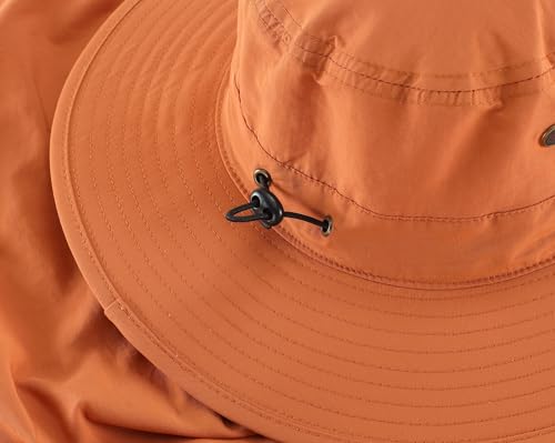 Home Prefer UPF50 Mens Sun Hat with Neck Flap Quick Dry UV Protection Cap Womens Wide Brim Fishing Hat Neck Flap Beach Garden - color: Burnt Orange