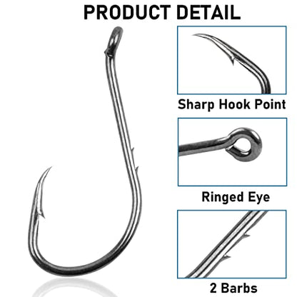 Offset Octopus Circle Hooks, 100pcs Baitholder Fishing Hooks Sharp Beak Fishing Gear and Equipment for Catfish Freshwater Saltwater Steelhead Trout Bass, Black, Size #8-6/0 - size: Size 6/0 - 100pcs